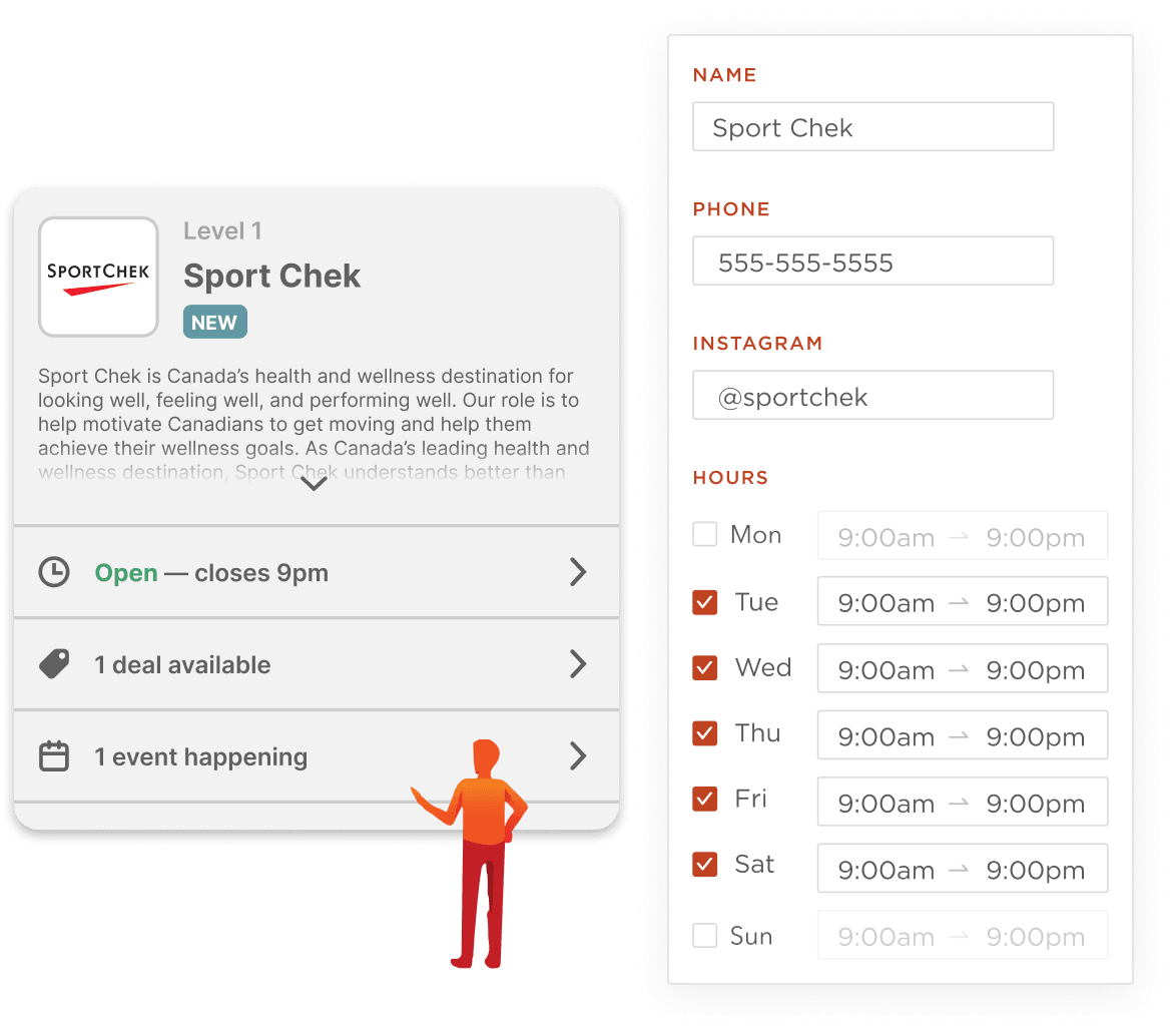 An example of the shop details for Sport Check.